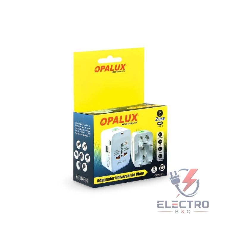 ADAPTADOR UNIVERSAL DE VIAJE + 2 ENTRADAS USB, OP-931E OPALUX - Imagen 2